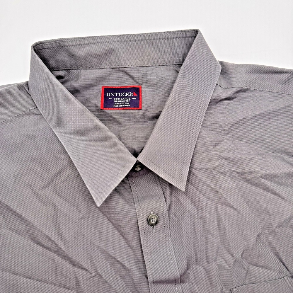 UNTUCKit Men 3XL XXXL Gray Solid Button Down Long Sleeve Wrinkle Free Shirt NWOT